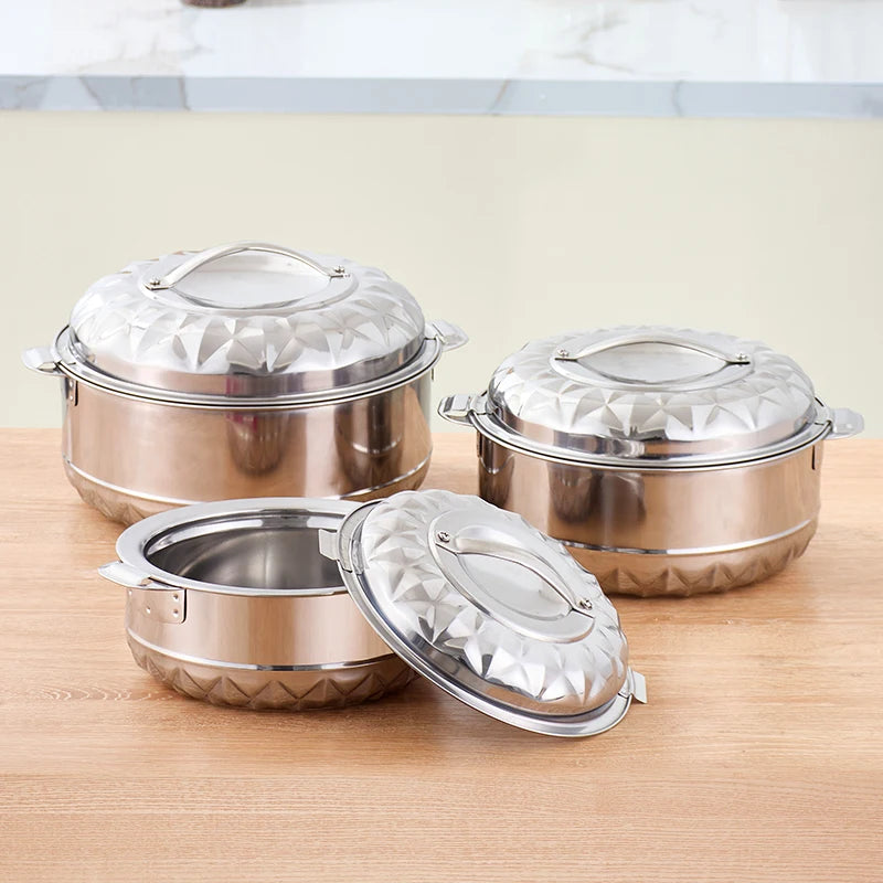 2025 New Design Cookware Hotel Kitchen Non Stick Cooking Pot Set MIRROR Body Middle 3PCS